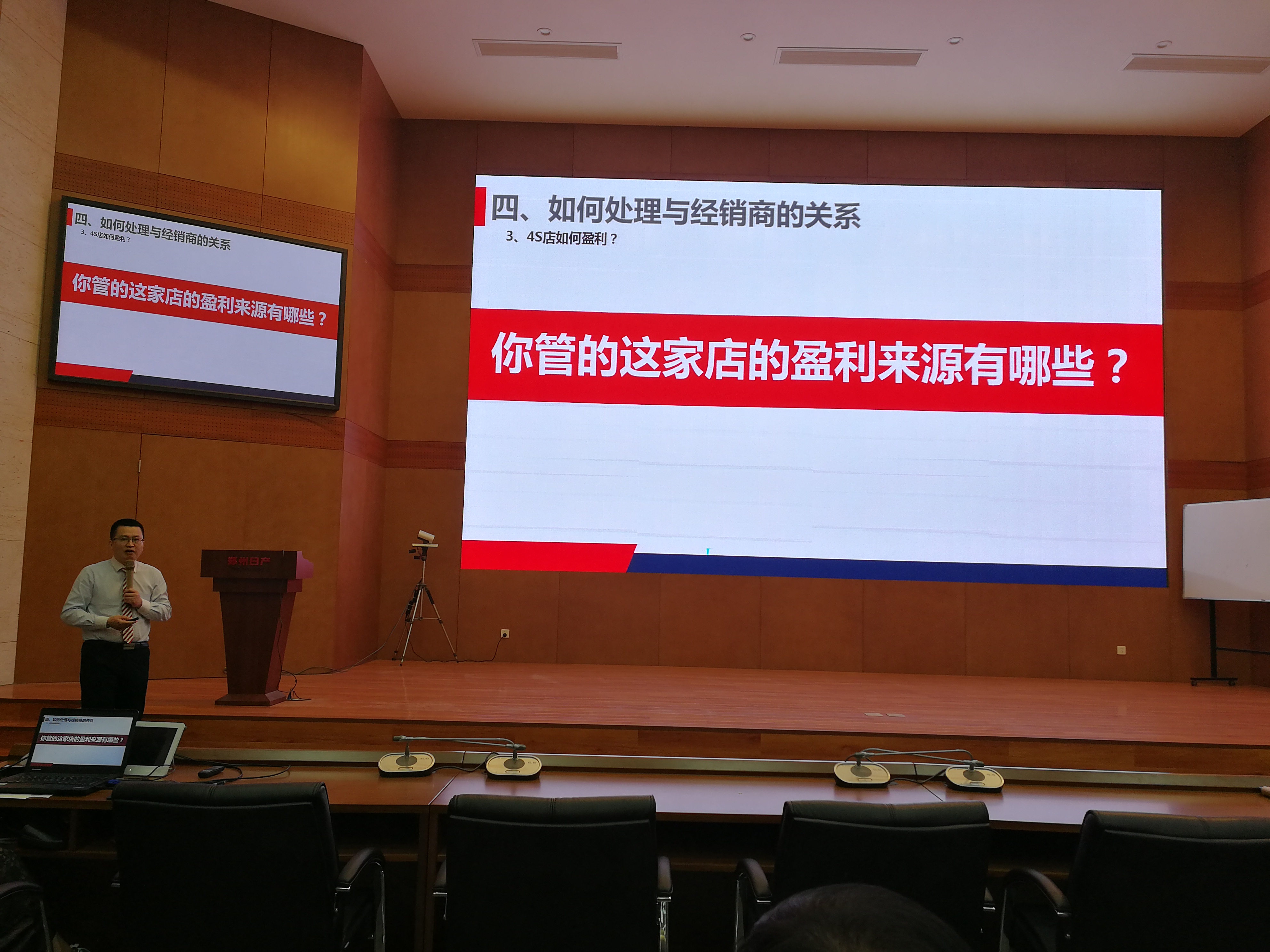 会场大屏展示4S店盈利来源与经销商关系主题